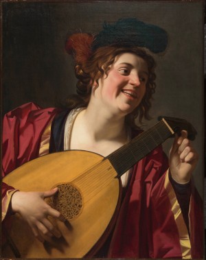 Woman Tuning a Lute